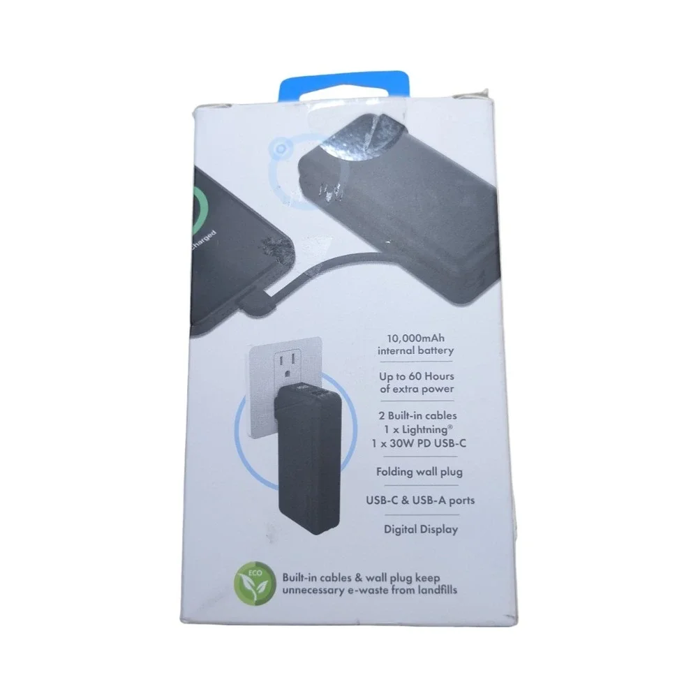 R3-O myCharge - 10,000 mAh Portable‎ Charger for USB-C and Apple Devices - Black